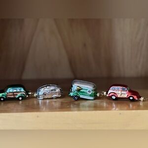 Dept 56 Christmas Ornament Retro Cars Pulling Towing Airstream & Camper‎ Glass